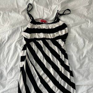Josie Natori Black & White Spaghetti Strap Top
